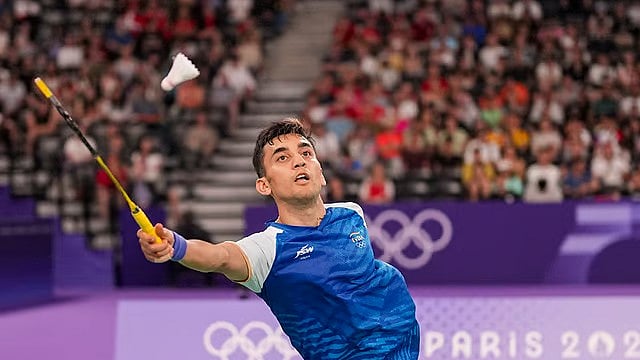 PTI : Lakshya Sen in action during his Paris Olympics quarter-final match against Chinese Taipei's Chou Tien Chen on Friday (August 2).